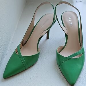 Nine West Vibrant Green Slingback Heels